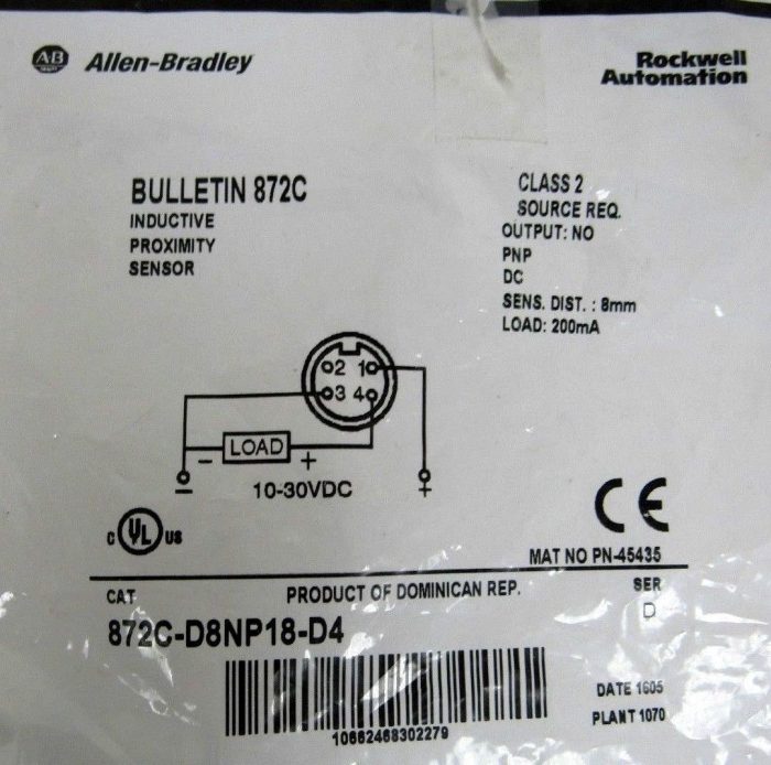 NEW ALLEN BRADLEY 872C-D8NP18-D4 PROXIMITY SENSOR 872CD8NP18D4 SER D - Image 4