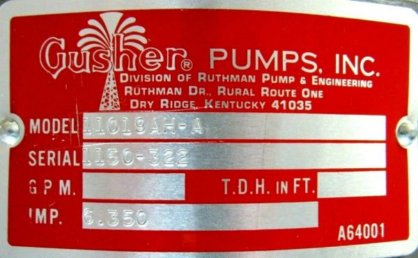 NEW GUSHER PUMPS 11019AH-A PUMP 7-1/2HP 208-230/460V J11019AHA2F3 JPM3616T - Image 5