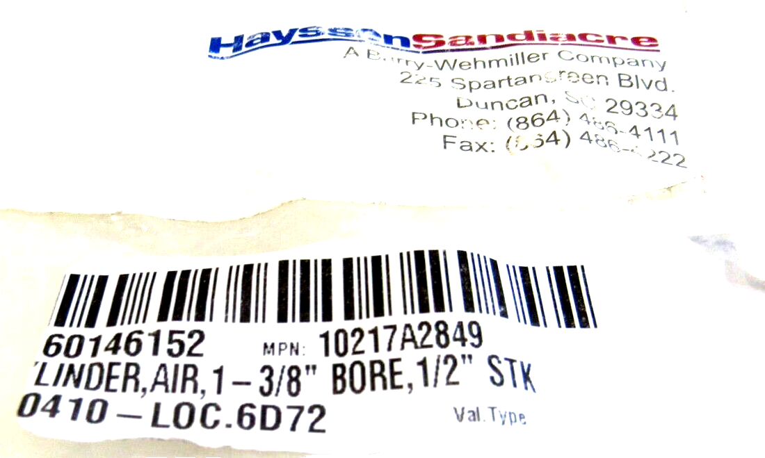 NEW HAYSSEN 10217A2849 AIR CYLINDER 1-38" BORE, 1/2" STK - Image 5