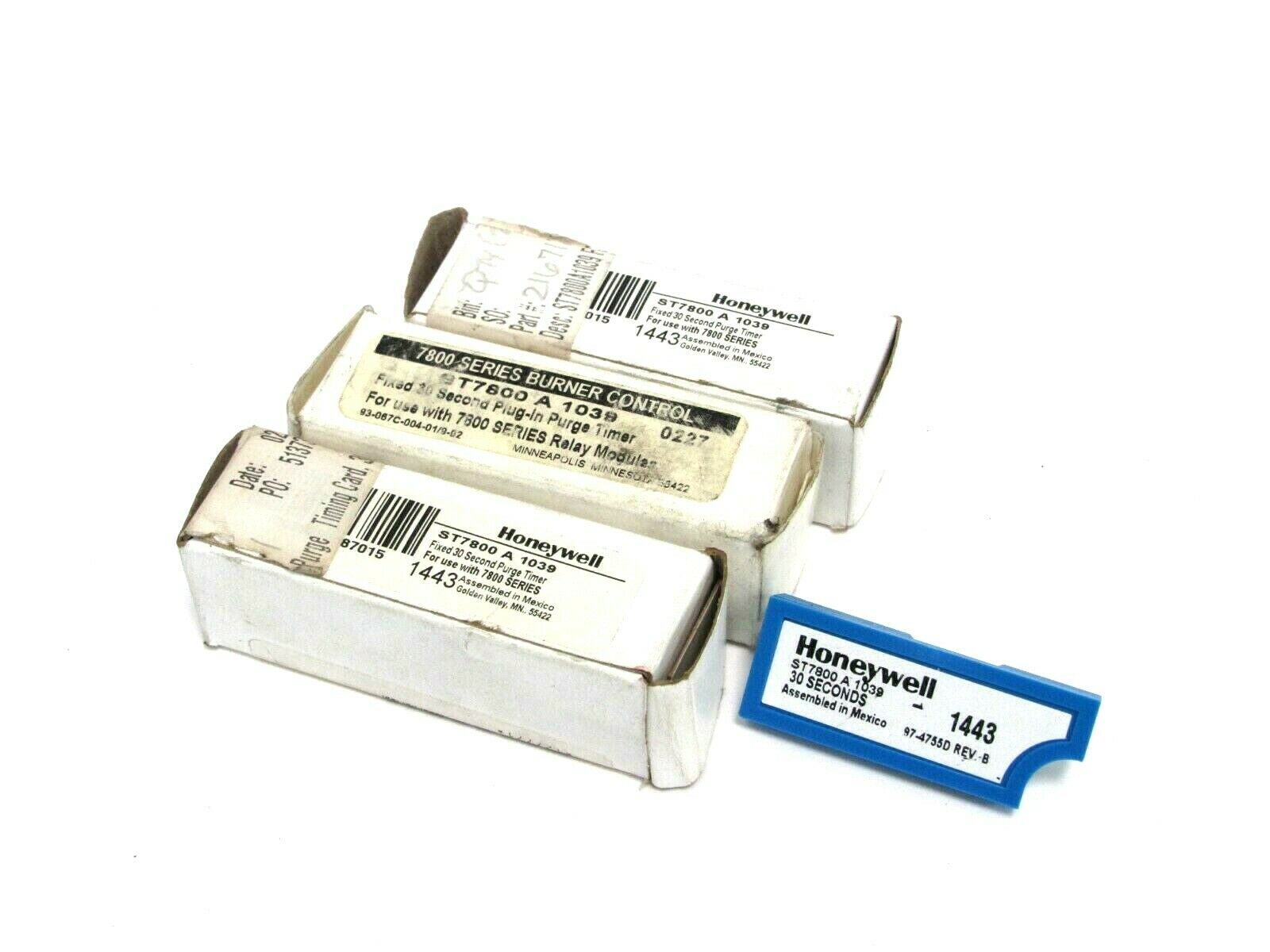 NEW LOT OF 3 HONEYWELL ST7800-A-1039 PURGE TIMER 30 SEC. ST7800A1039