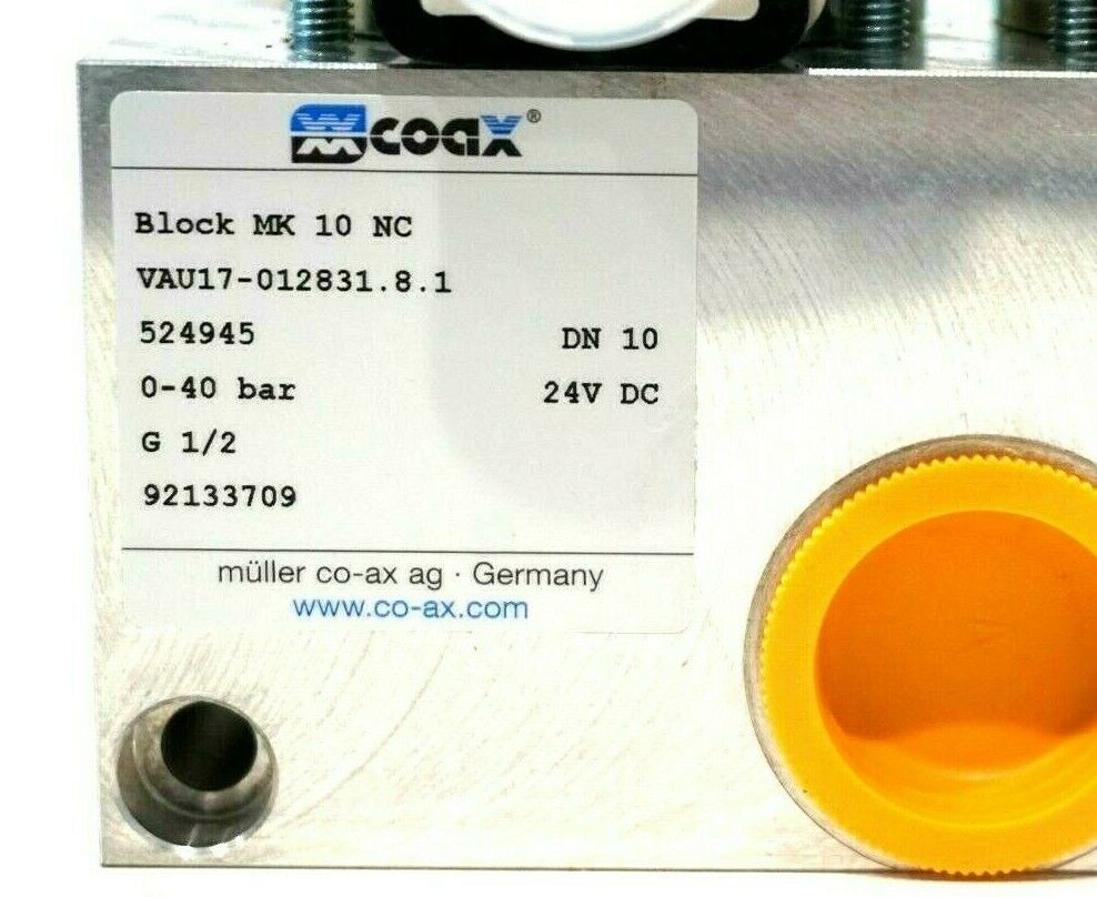 NEW MULLER COAX MK-10-NC VALVE MODULE VAU17-012831.8.1 524945 MK10NC