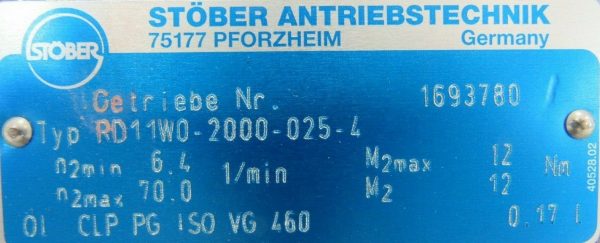 NEW STOBER RD11W0-2000-025-4 GEARBOX REDUCER 1693780 K210-80-K4-U-3382-TLB-IEC - Image 5