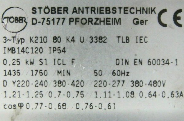 NEW STOBER RD11W0-2000-025-4 GEARBOX REDUCER 1693780 K210-80-K4-U-3382-TLB-IEC - Image 6