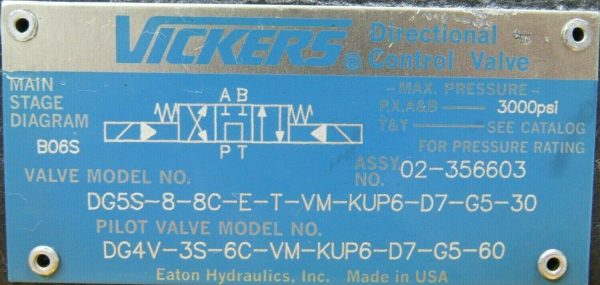 NEW VICKERS MCD-6237 VALVE ASSEMBLY DG5S-8-8C-E-T-VM-KUP6-D7-G5-30 MCD6237 - Image 5