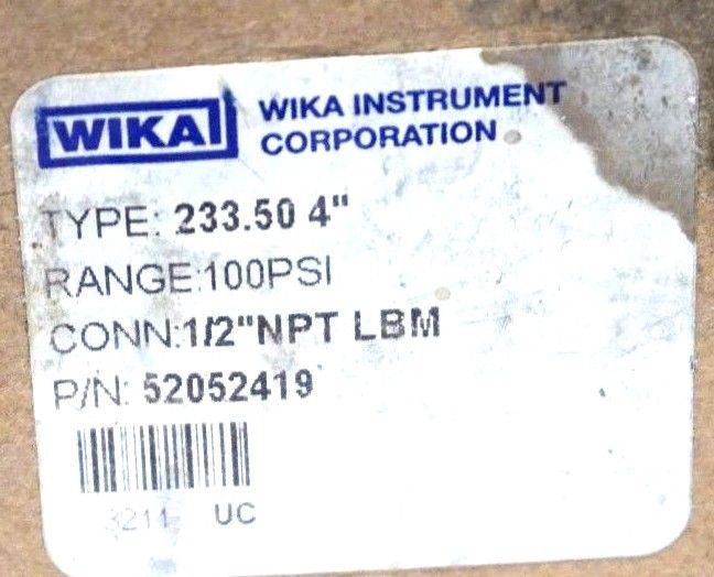 NEW WIKA 233.50 4" STAINLESS STEEL PRESSURE GAUGE - Image 3