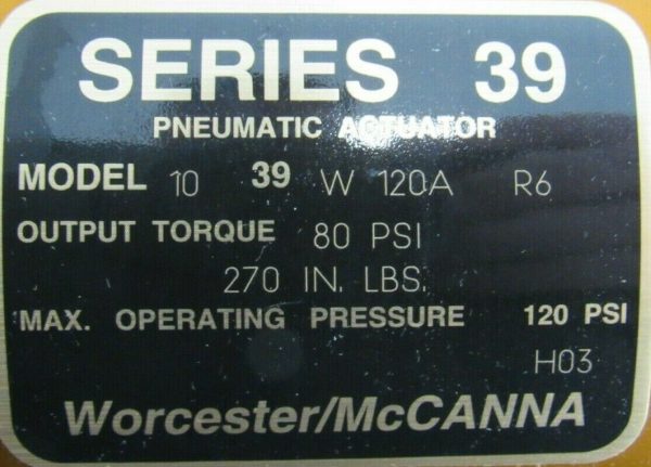NEW WORCESTER 10-39-W-120A-R6 PNEUMATIC ACTUATOR SERIES 39 1039W120AR6 - Image 5