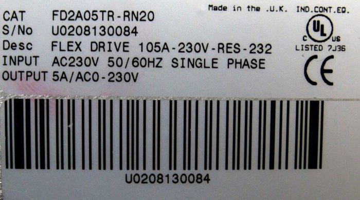 USED BALDOR FD2A05TR-RN20 FLEX DRIVE 230V 5A FD2A05TRRN20 - Image 5