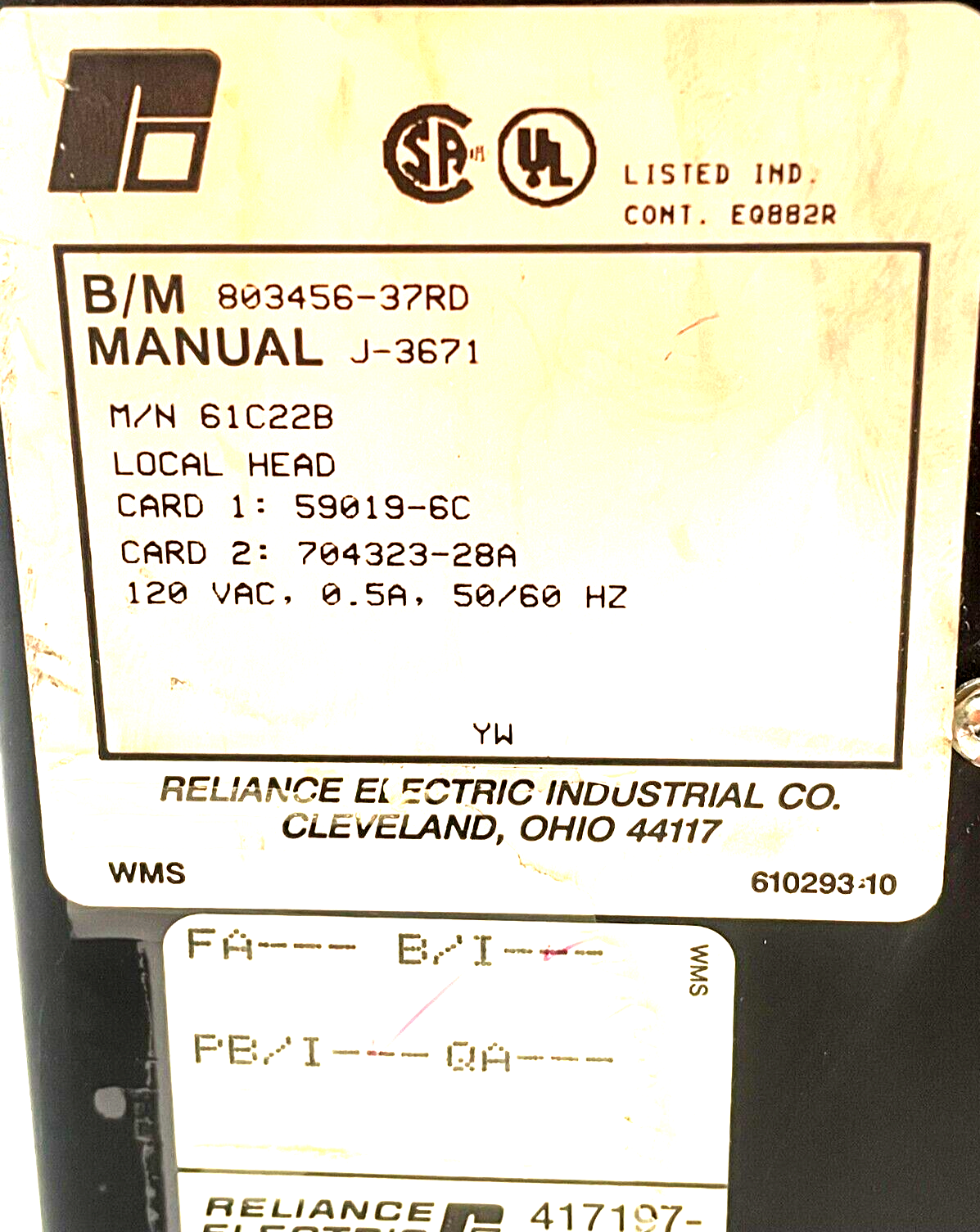 USED RELIANCE ELECTRIC 61C22B AUTOMATE LOCAL I/O HEAD 803456-37RD J-3671 - Image 4