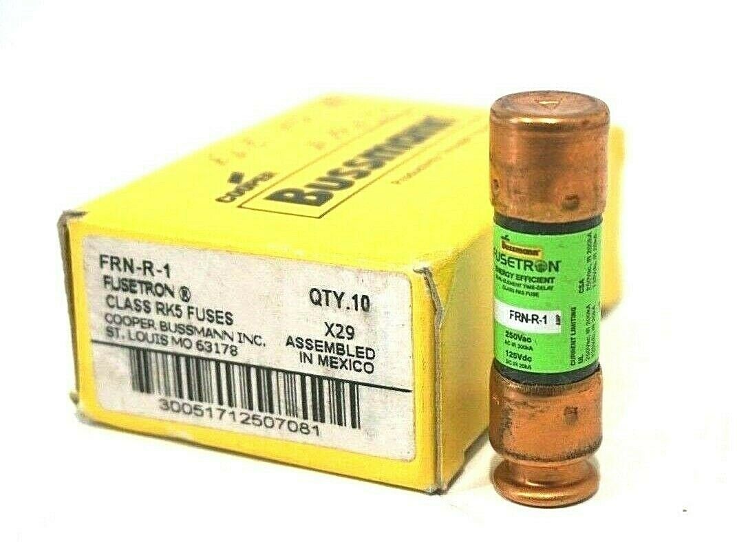 10 NEW BUSSMANN FUSETRON FRN-R-1 FUSES FRNR1 - SB Industrial Supply, Inc.