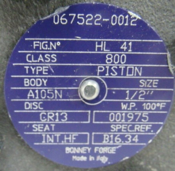 NEW BONNEY FORGE HL-41-800 PISTON CHECK VALVE HL41800 1/2" - Image 3