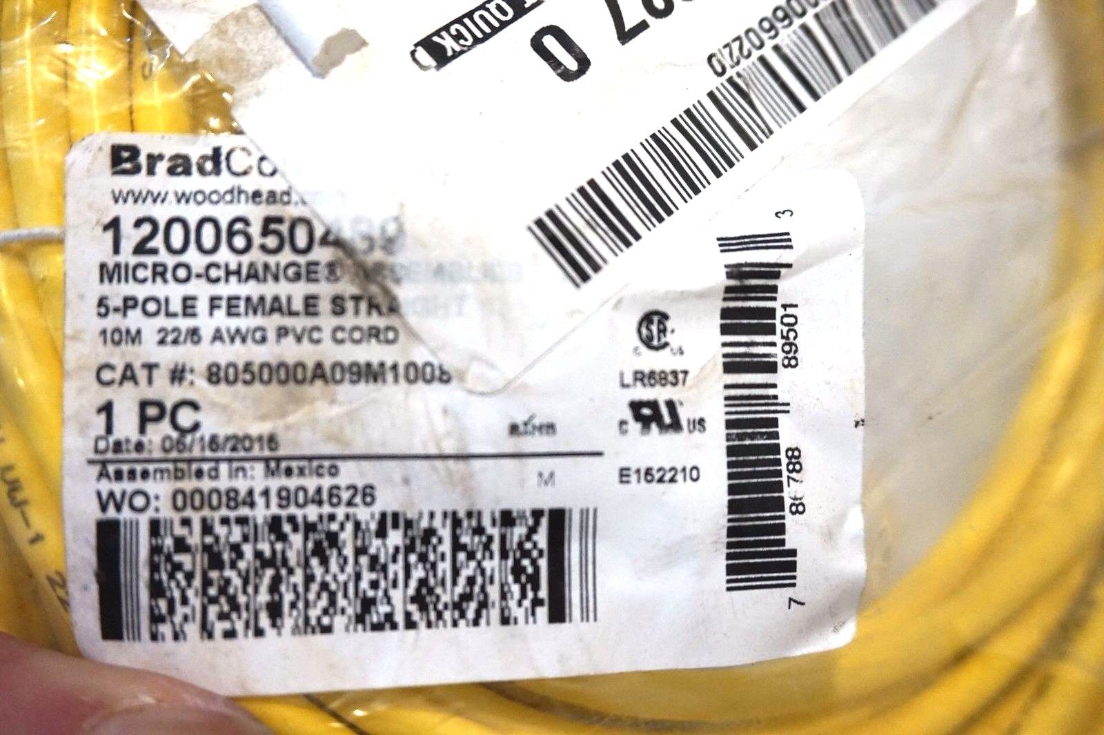 NEW BRAD WOODHEAD 805000A09M1008 CORDSET 1200650489 - Image 3