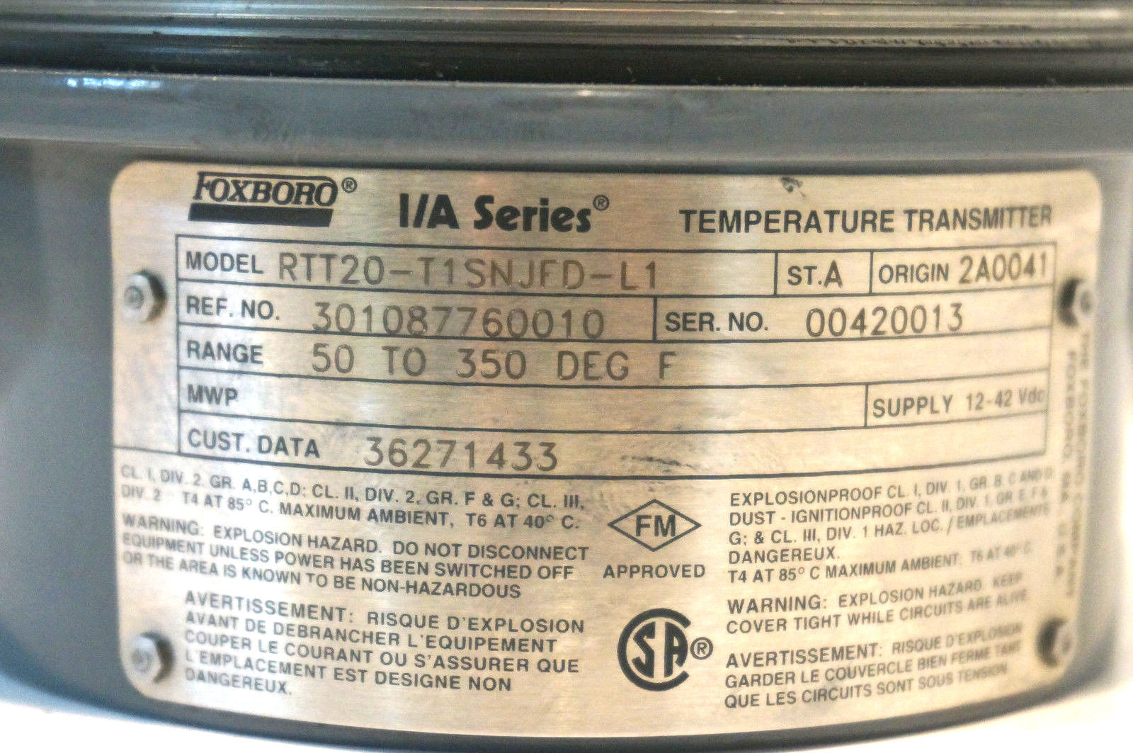 NEW FOXBORO RTT20-T1SNJFD-L1 TEMPERATURE TRANSMITTER RTT20T1SNJFDL1 - Image 4