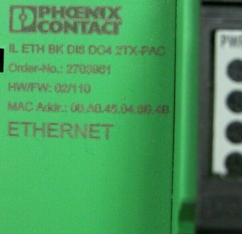 NEW PHOENIX CONTACT 2703961 IL ETH BK DI8 DO4 2TX-PAC MODULE