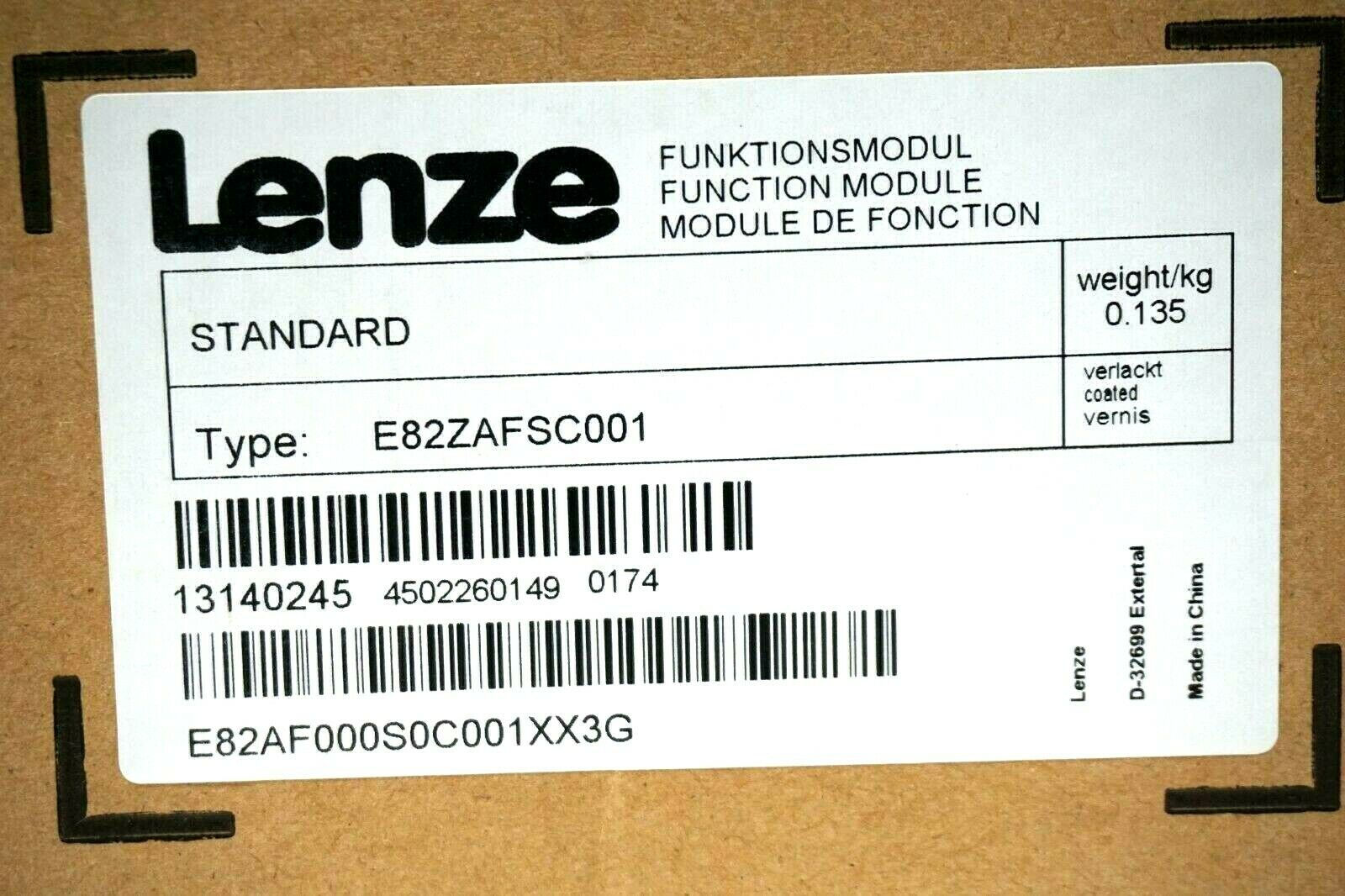 Lenze FUNKTIONSMODUL STANDARD TYPE E82ZAFSC001 