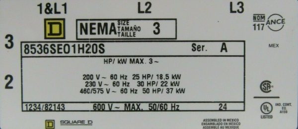 NEW SQUARE D 8536SEO1V02H20S STARTER SIZE 3 SER.A - Image 5