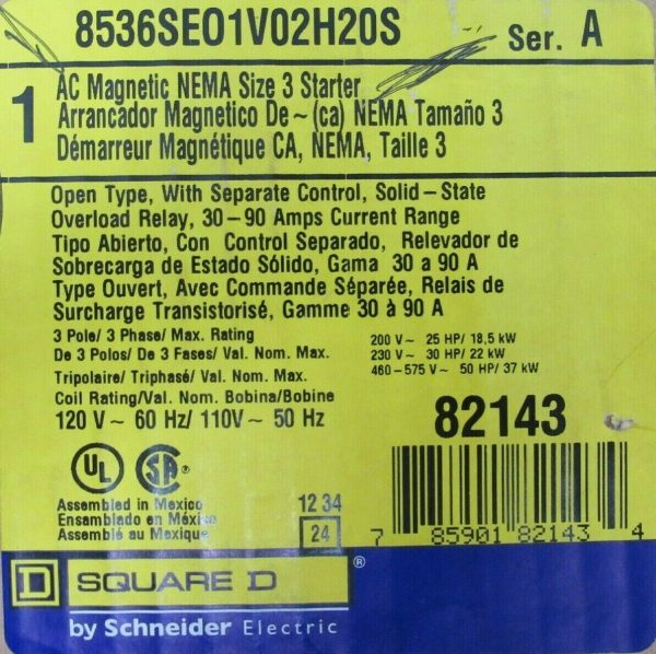 NEW SQUARE D 8536SEO1V02H20S STARTER SIZE 3 SER.A - Image 6