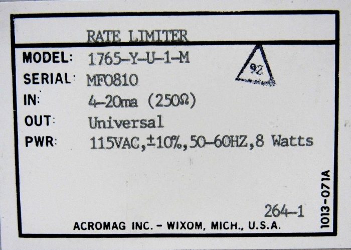 USED ACROMAG 1765-Y-U-1-M RATE LIMITER 1765YU1M - Image 4