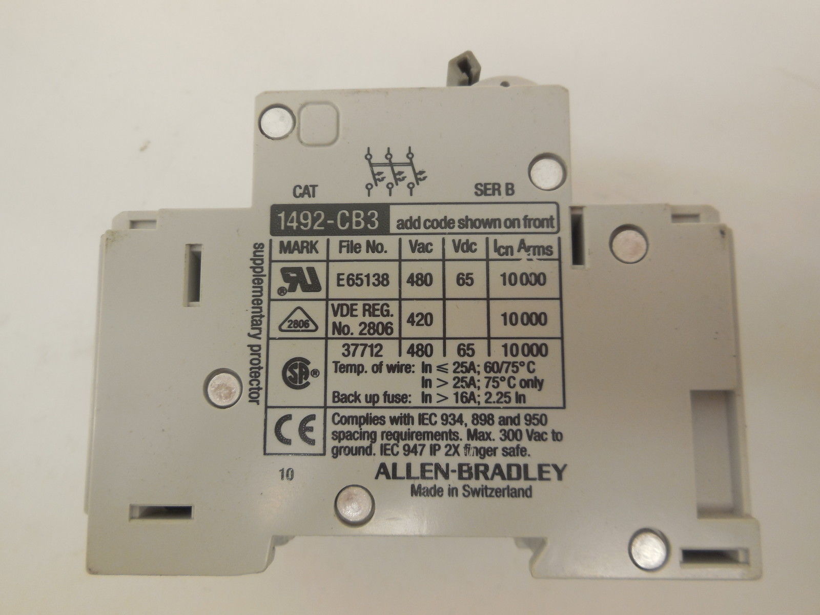 ALLEN BRADLEY 1492-CB3-G150 CIRCUIT BREAKER 1492CB3G150 - Image 3