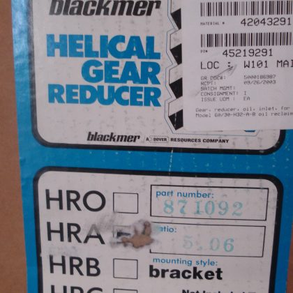 NEW BLACKMER HELICAL GEAR REDUCER MODEL HRA RATIO 5.06 11.5 HP
