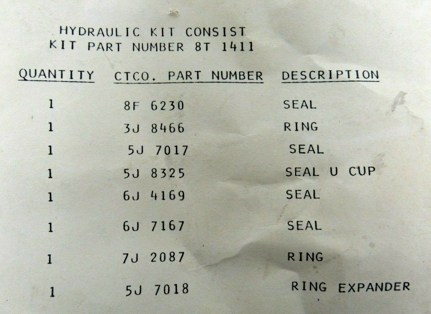 NEW CAT 8T-1411 HYDRAULIC CYLINDER SEAL KIT 8T1411 1-8T1411 10/6 - SB ...