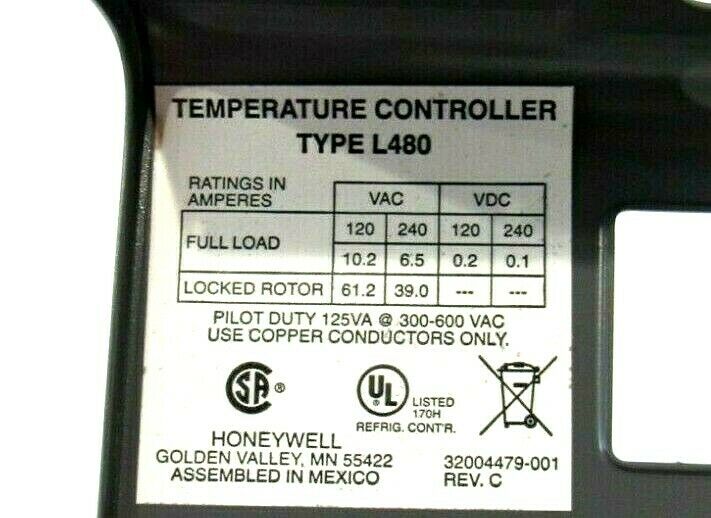 NEW HONEYWELL L480 TEMPERATURE CONTROLLER REV.C - SB Industrial Supply ...