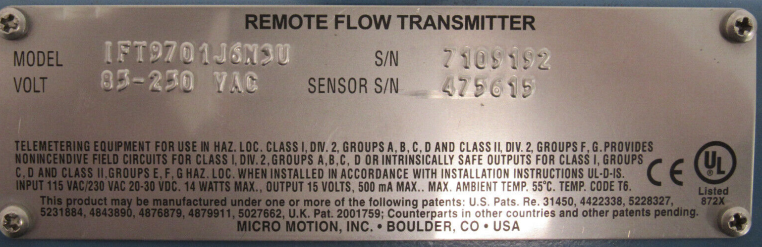 NEW MICRO MOTION IFT9701J6N3U REMOTE FLOW TRANSMITTER - Image 4