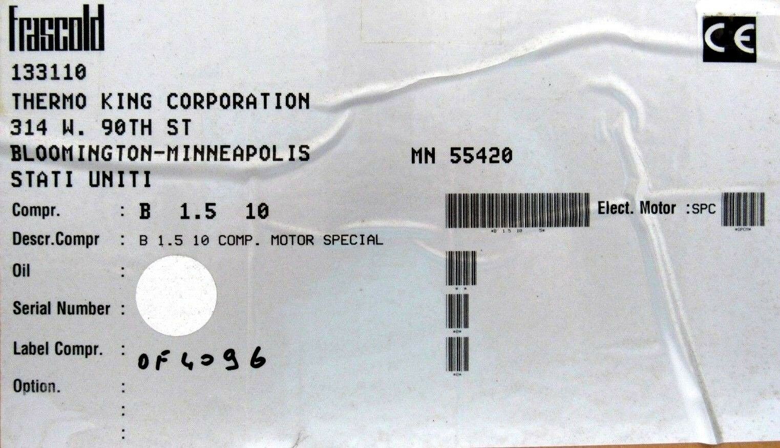 NEW THERMO KING FRASCOLD B-1.5-10 COMPRESSOR MOTOR 102-729 B1510 133110 1.5HP - Image 9