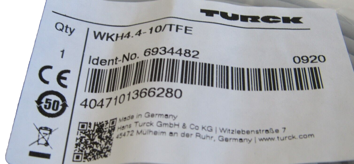 NEW TURCK WKH4.4-10/TFE CONNECTION CABLE 6934482 WKH4410TFE - Image 4