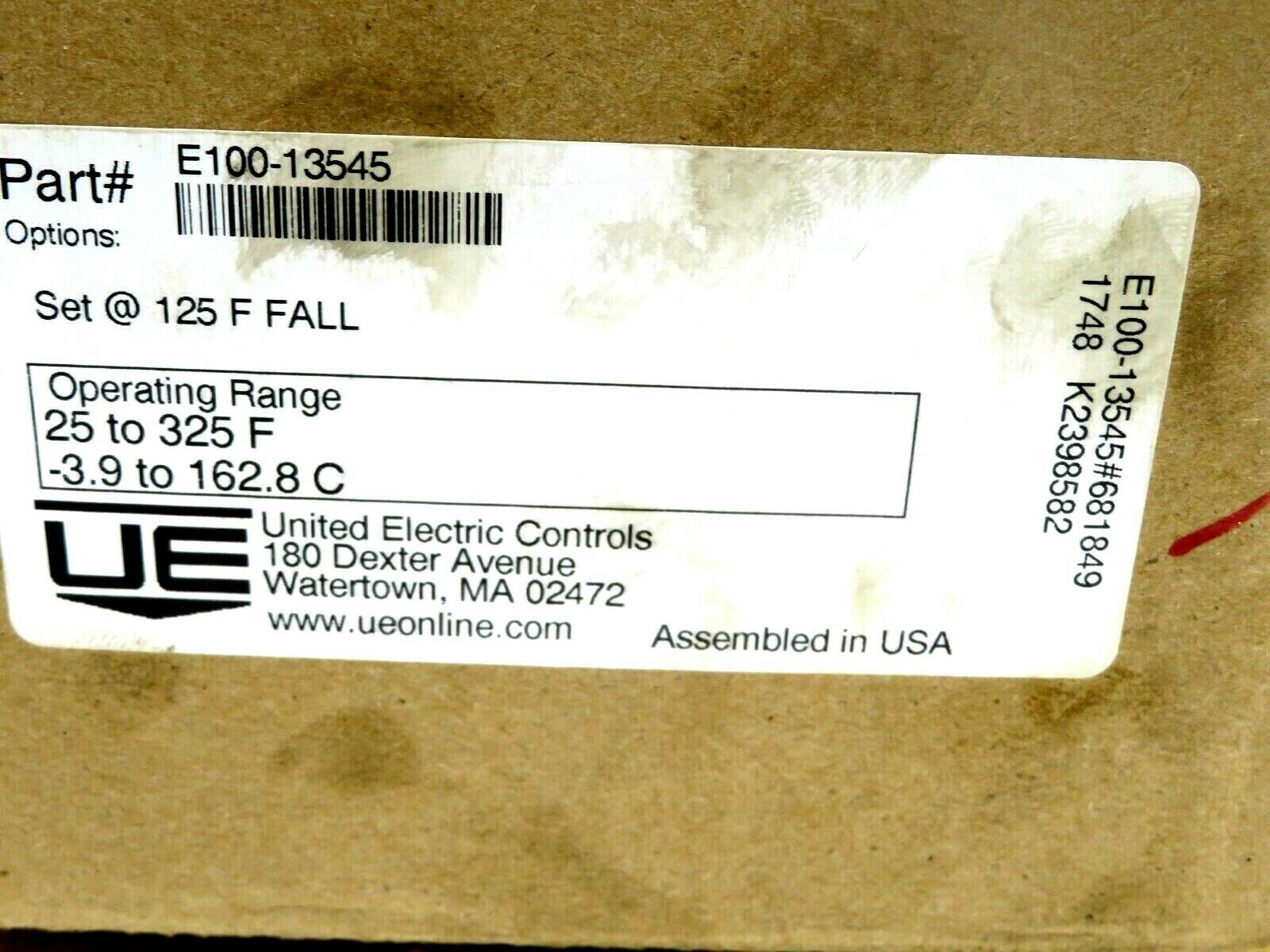 NEW UNITED ELECTRIC E100-13545 TEMPERATURE SWITCH E10013545 - Image 5