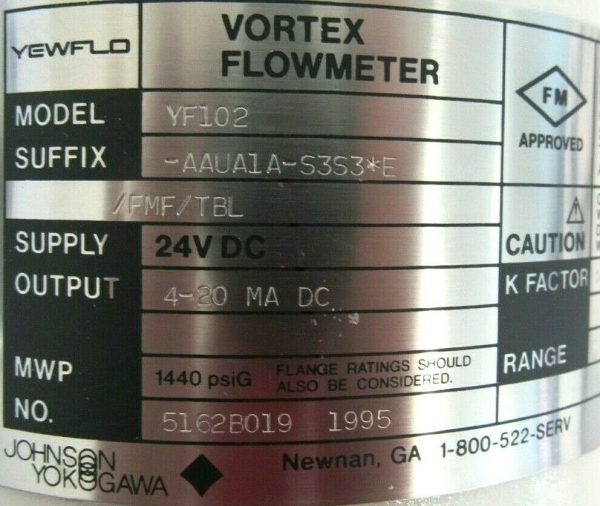 NEW YOKOGAWA YF102 VORTEX FLOWMETER YF102-AAUA1A-S3S3*E/FMF/TBL - Image 4