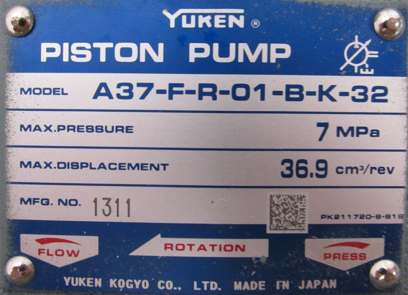 NEW YUKEN A37-F-R-01-B-K-32 PISTON PUMP A37FR01BK32 - Image 5
