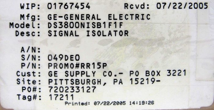 REFURBISHED GENERAL ELECTRIC DS3800NISB1F1F SIGNAL ISOLATION CARD - Image 3