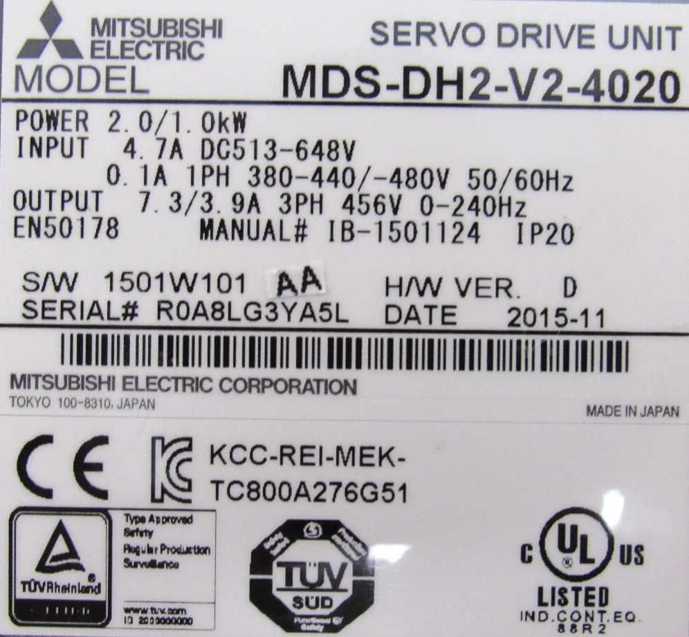 5H018 三菱 MDS-B-CVE-37 電源ユニット美品　動作保証 REFURBISHED MITSUBISHI MDS-DH2-V2-4020 SERVO DRIVE MDSDH2V24020