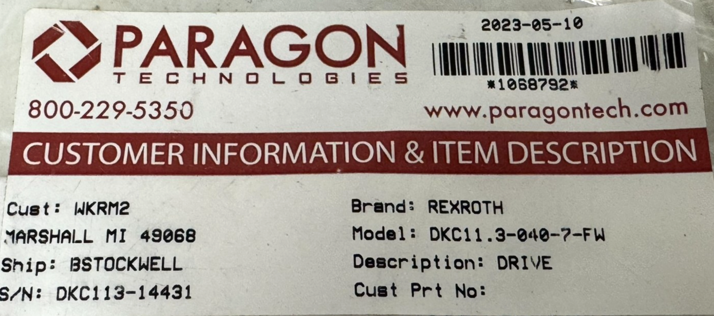 1pc Used DKC11.3 040 7 FW shipping DHL or Fedex #D7