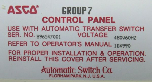 NEW ASCO 459666-005H GROUP 7 CONTROL PANEL 459665-005G 459666005H - Image 5