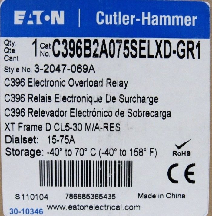 NEW EATON C396B2A075SELXD-GR1 OVERLOAD RELAY C396B2A075SELXDGR1 - Image 5