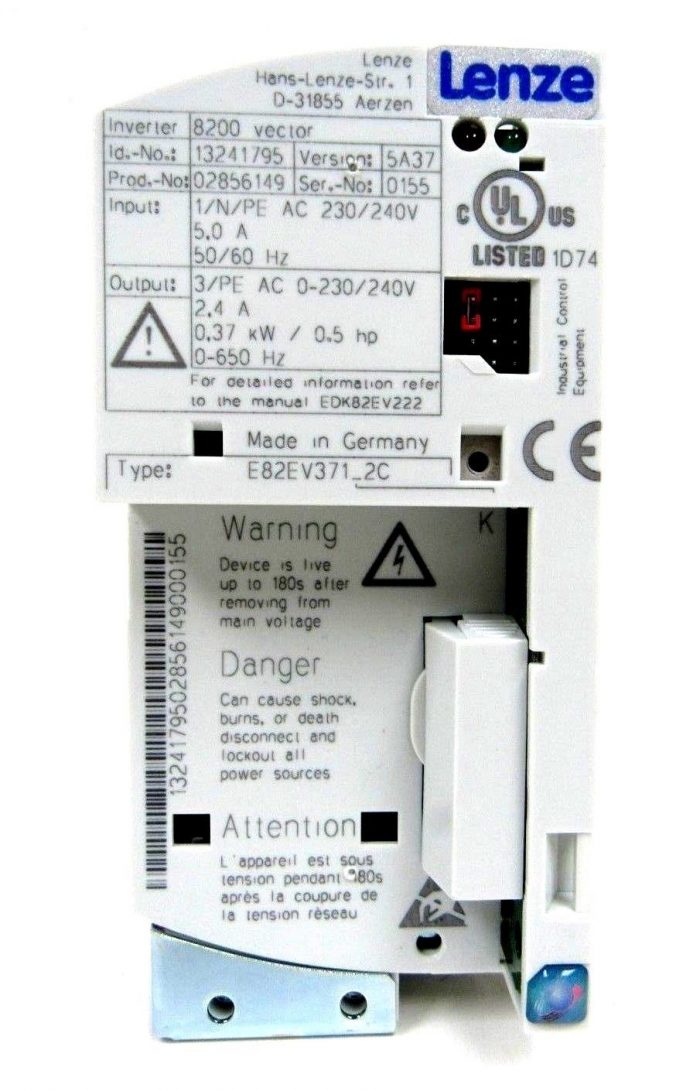 NEW LENZE E82EV371K2C FRQUENCY INVERTER 8200 240V 0.37KW 13241795 - Image 3