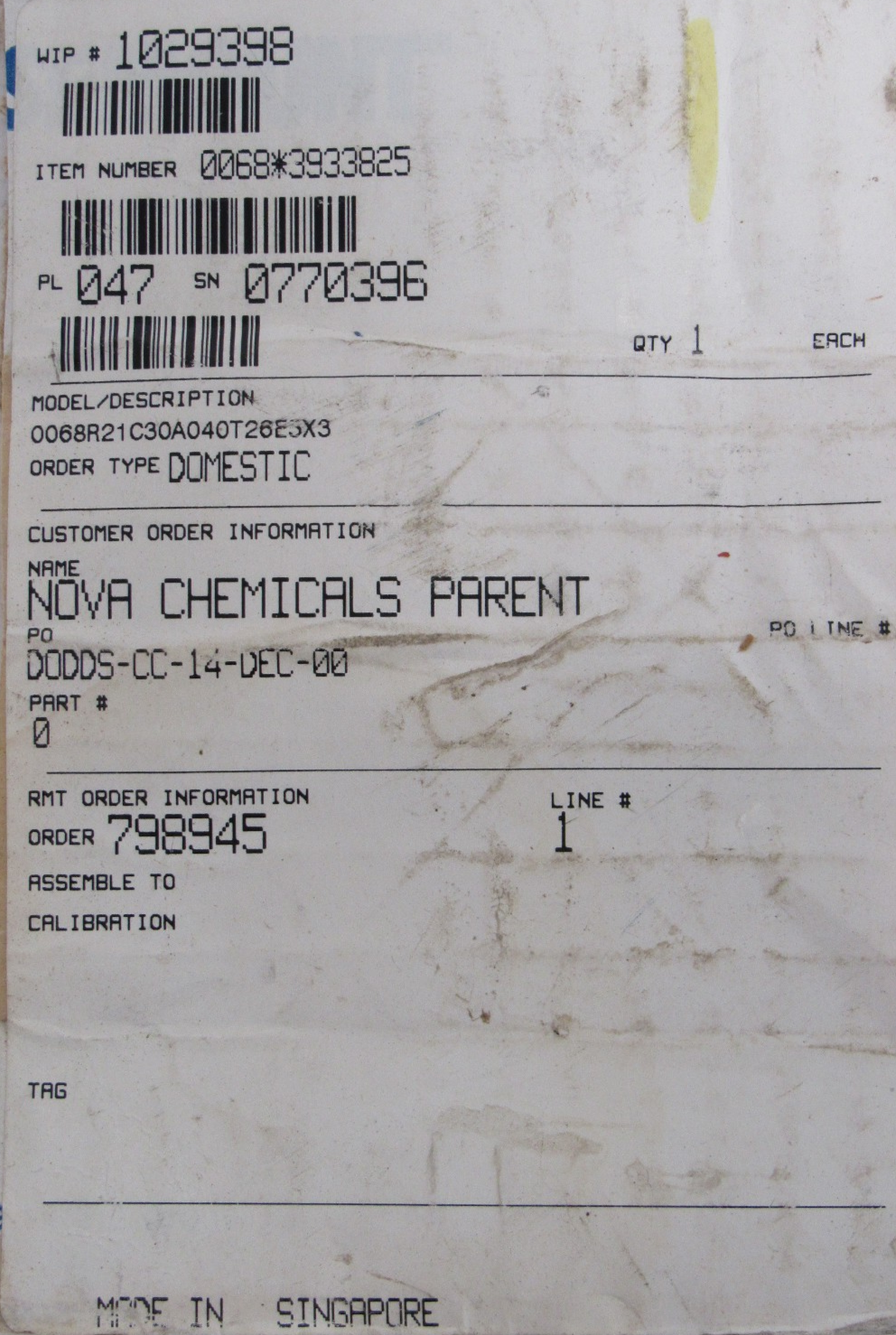 NEW ROSEMOUNT 0068R21C30A040T26E5X3 TEMPERATURE SENSOR - Image 3