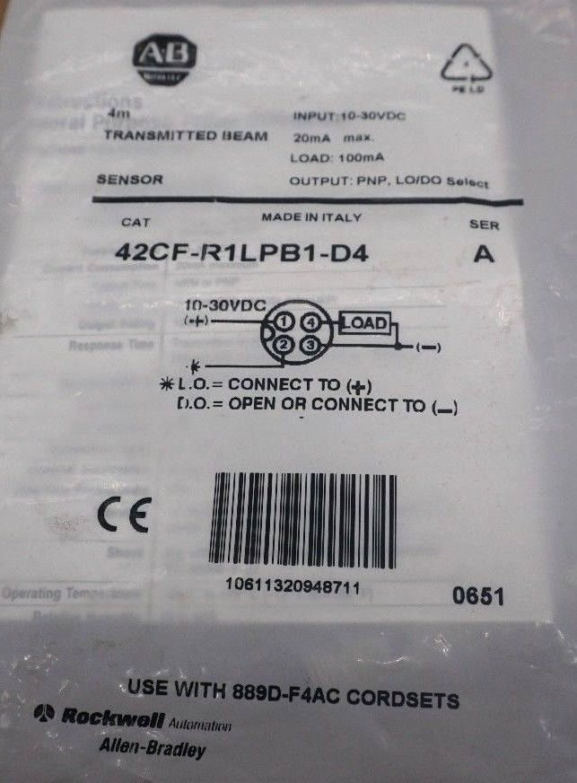 NEW SEALED ALLEN BRADLEY 42CF-R1LPB1-D4 BEAM SENSOR 42CFR1LPB1D4 SERIES A - Image 3
