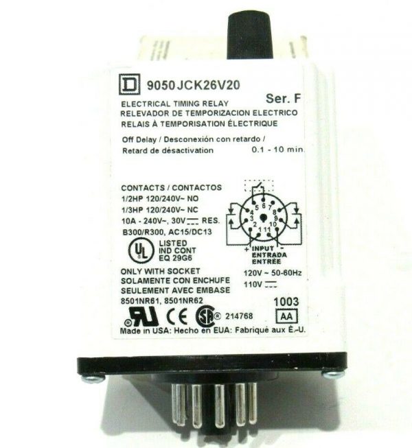 NEW SQUARE D 9050-JCK26V20 TIMING RELAY SER.F 9050JCK26V20 - Image 3