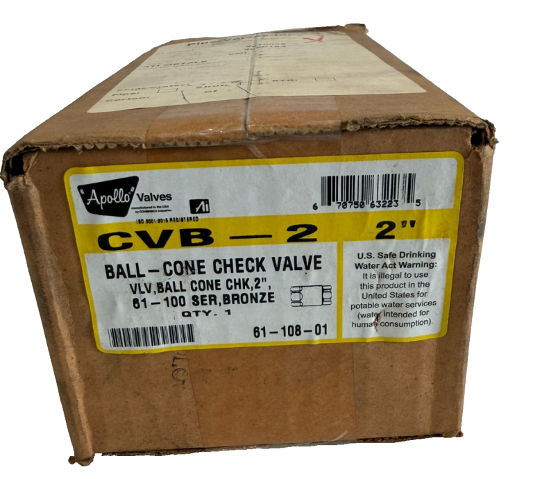 NEW APOLLO VALVES 61-108-01 BALL-CONE CHECK VALVE CVB-2 2