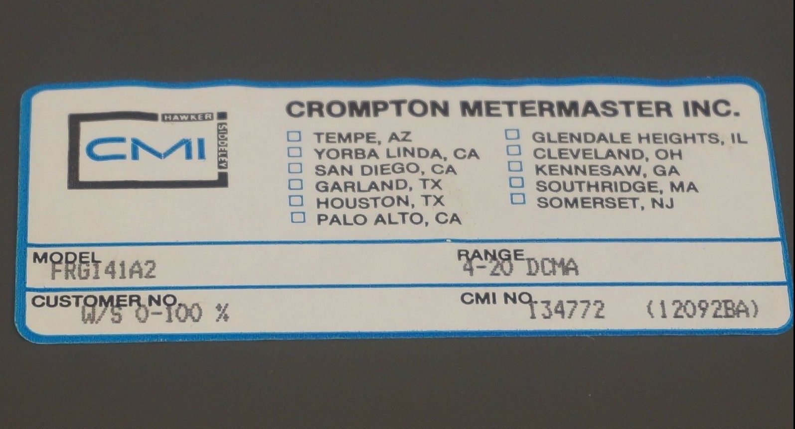 NEW CROMPTON METERMASTER FRG141A2 CONTROLLER MODULE 4-20MA, 120VAC - Image 5