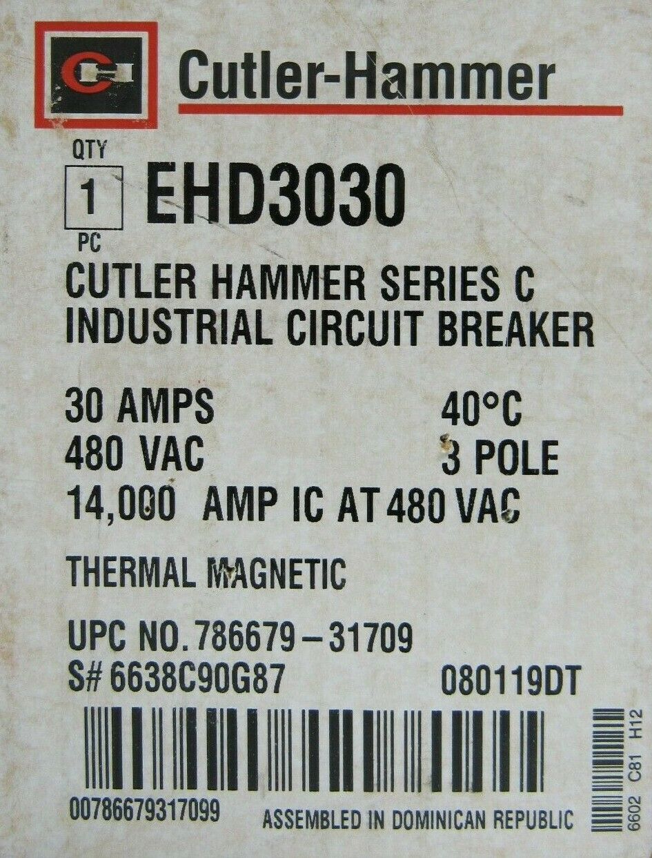 NEW CUTLER HAMMER EHD3030 CIRCUIT BREAKER 30A 3 POLE - Image 5