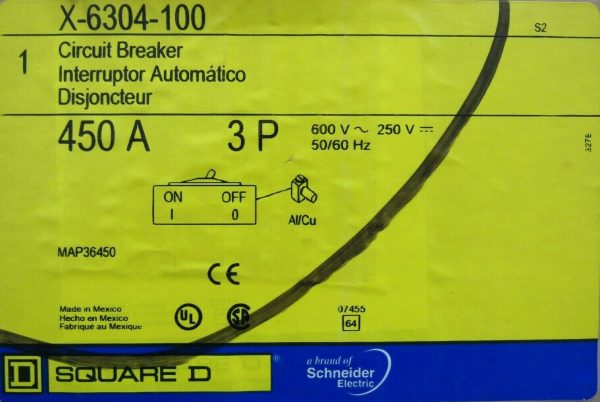 NEW SQUARE D X-6304-100 CIRCUIT BREAKER 450A 3P 600V X6304100 - Image 6