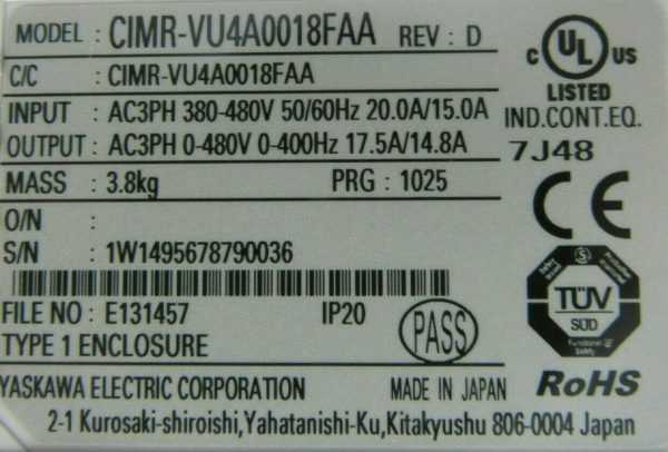 NEW YASKAWA CIMR-VU4A0018FAA DRIVE V1000 CIMRVU4A0018FAA - Image 4