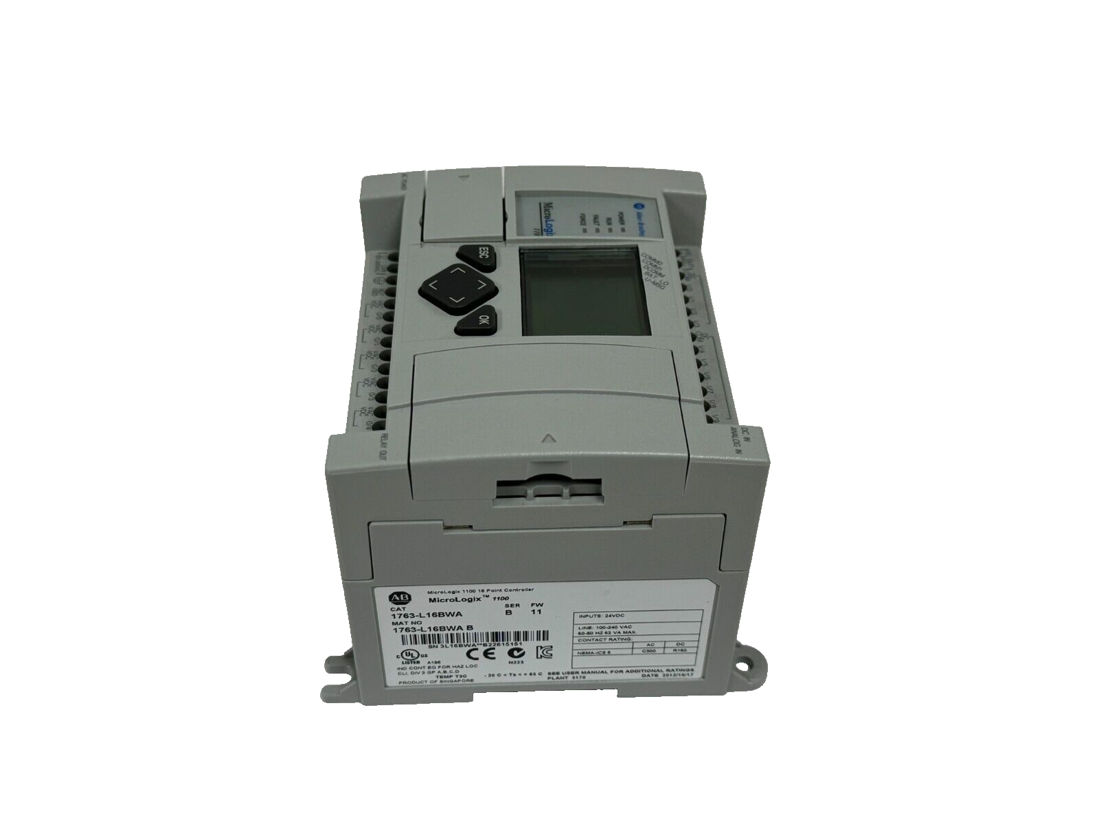 USED ALLEN BRADLEY 1763-L16BWA MICROLOGIX 1100 CONTROLLER SER. B FW: 11 - Image 3