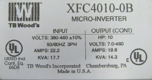 USED TB WOODS XFC4010-0B MICRO-INVERTER DRIVE 10HP XFC40100B - Image 4