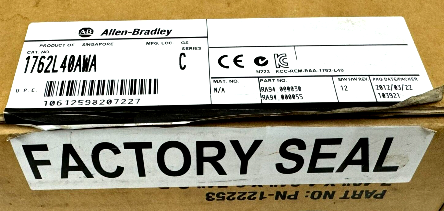 ALLEN BRADLEY 1762-L40AWA MICROLOGIX CONTROLLER SER. C 1762L40AWA NEW SURPLUS - Image 7