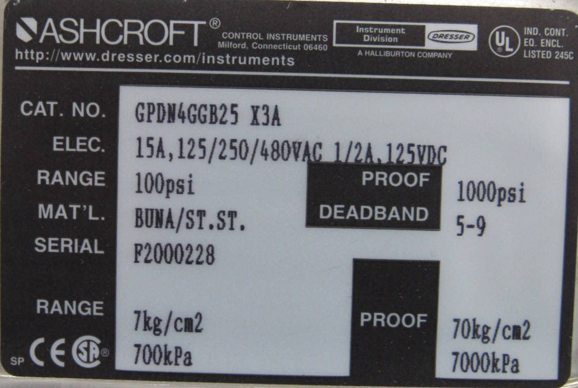 NEW ASHCROFT GPDN4GGB25-X3A PRESSURE SWITCH 100PSI GPDN4GGB25X3A - Image 4