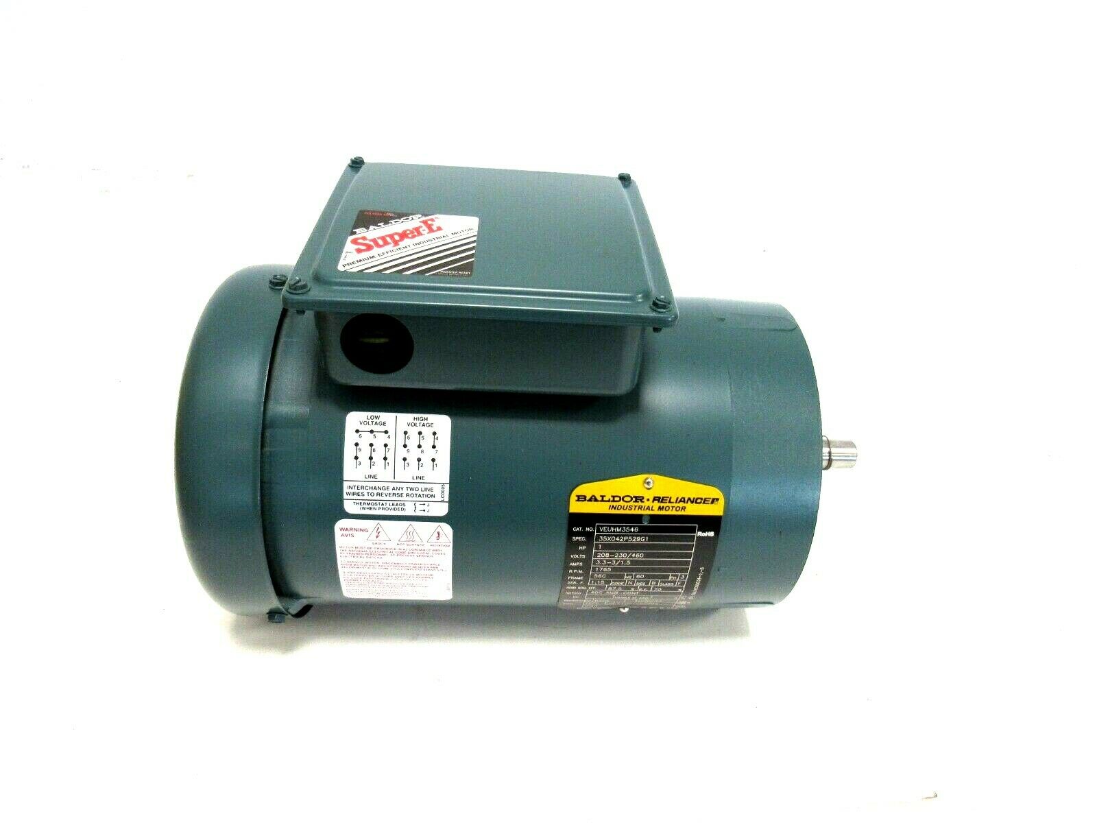 NEW BALDOR VEUHM3546 MOTOR 1HP 208-230/460V 1765RPM 5/8" DIA. 35X042P529G1 - Image 3